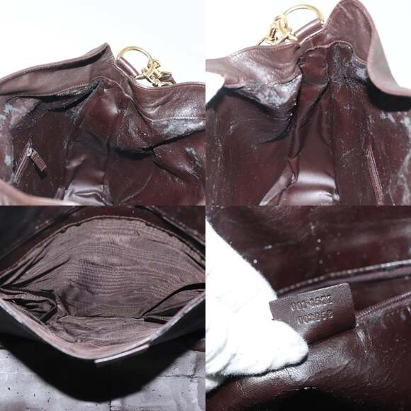 GUCCI Bamboo Hand Bag Leather Black Gold 001 001 - Picture 12 of 12